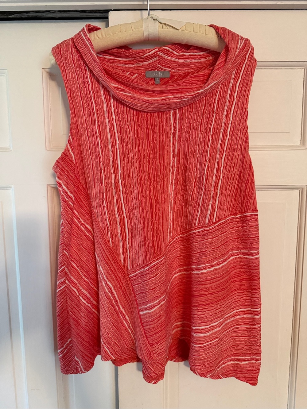 Habitat Coral-Striped Sleeveless Cowl Neck Tank